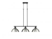 Golden 3602-3LP BLK-PW - Duncan Small Pendant with Chain in Aged Brass with Clear Glass