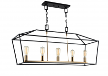 Matteo Lighting C61715RB - Scatola Rusty Black and Aged Gold Brass Accents Chandelier