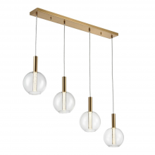 ZEEV Lighting MP40040-LED-GB - Empire 40" 4-Light, Glass Globe LED Multi-Pendant in Golden Brass